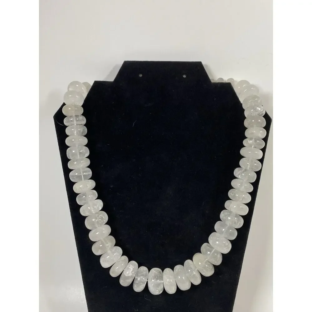 Natural White Moonstone Beaded Necklace - Picture 1 of 8